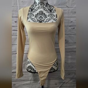 Elegant Cream Long Sleeve Women's Bodysuit